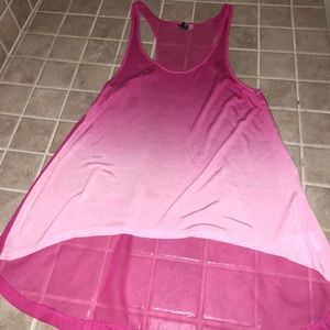Hot light pink ombré sheer tank top loose fitting